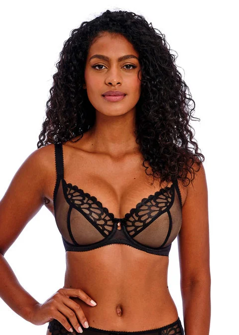 convertible bra with hook-and-eye closureLoveland Bombshell Black Uw Plunge Bra