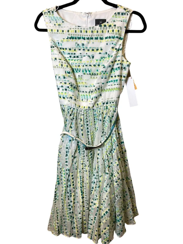 Women's Mandarin-Neck DressesDress Casual Midi By Adrianna Papell In Green & White, Size: S