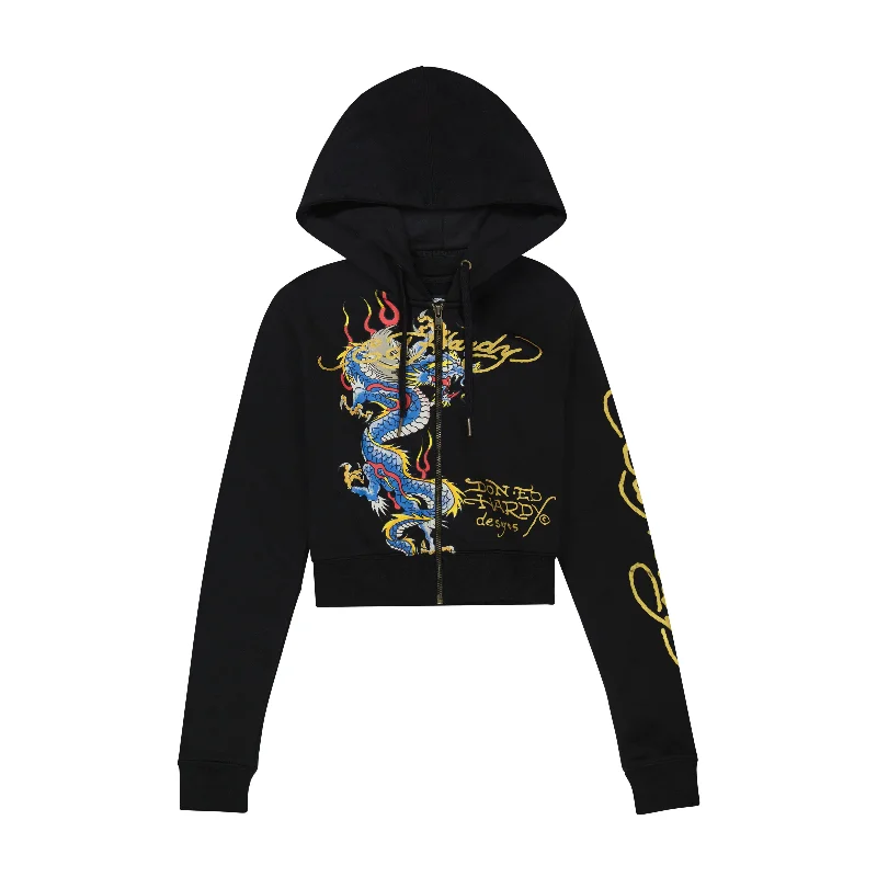 Women's Hooded Sweatshirts with Fleece LiningCropped Dragon Hoodie