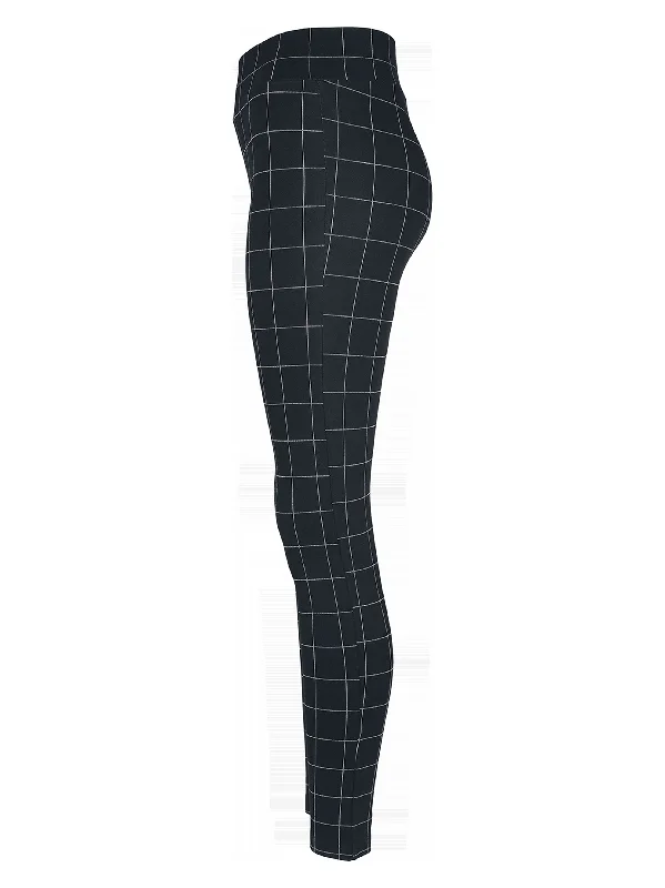 Women's Checkered Printed Leggings,Black