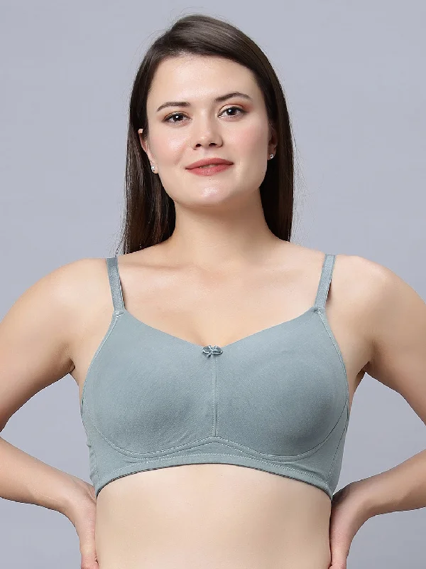 plus-size sticky bra for dressesFull Coverage Non Padded Bra Olive color (Pack of 1)