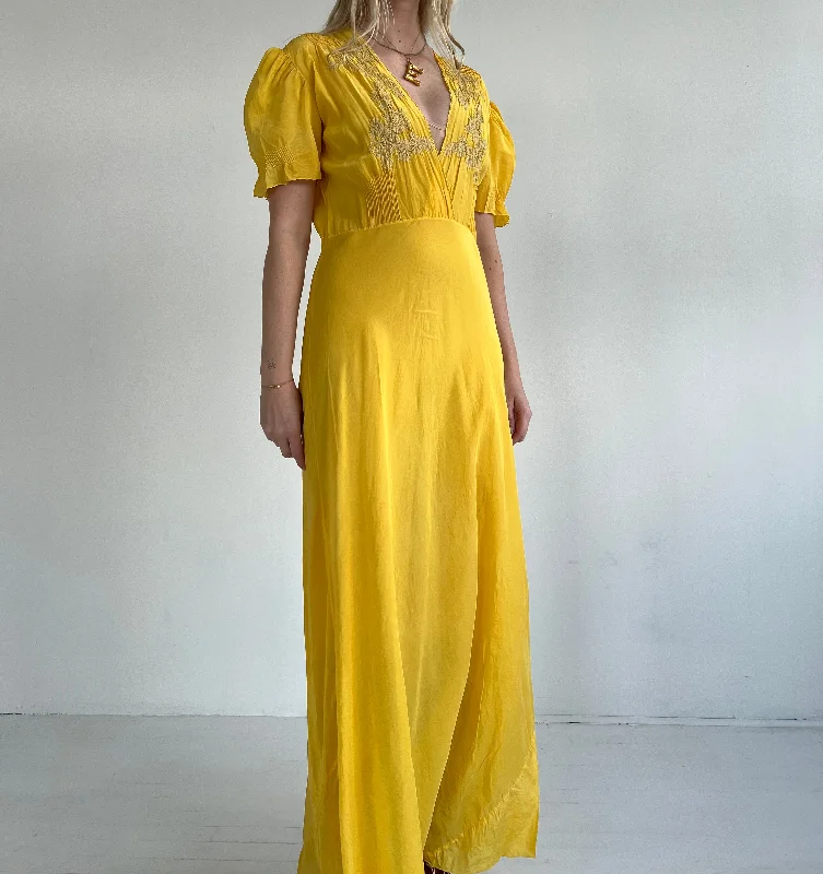 women's pajamas in soft, breathable materialsHand Dyed Sunshine Yellow Silk Dress