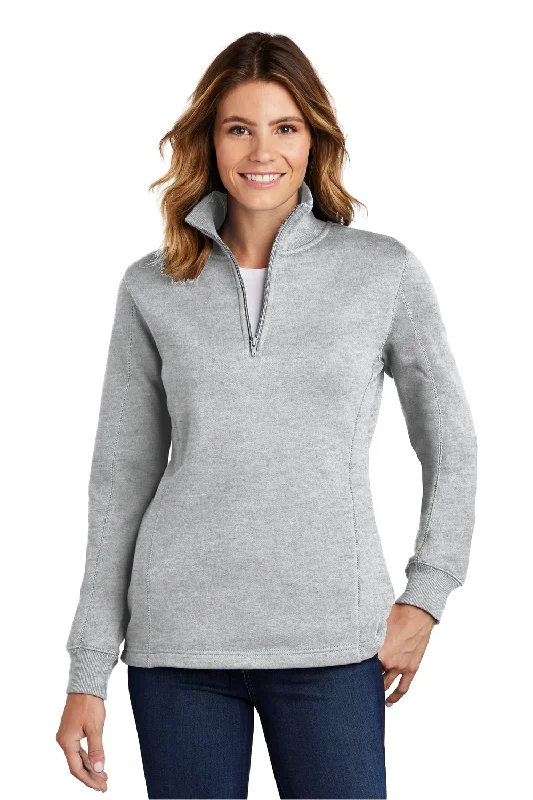 Women's Hooded Sweatshirts with Mesh LiningSport-Tek Womens Shrink Resistant Fleece 1/4 Zip Sweatshirt - Heather Grey