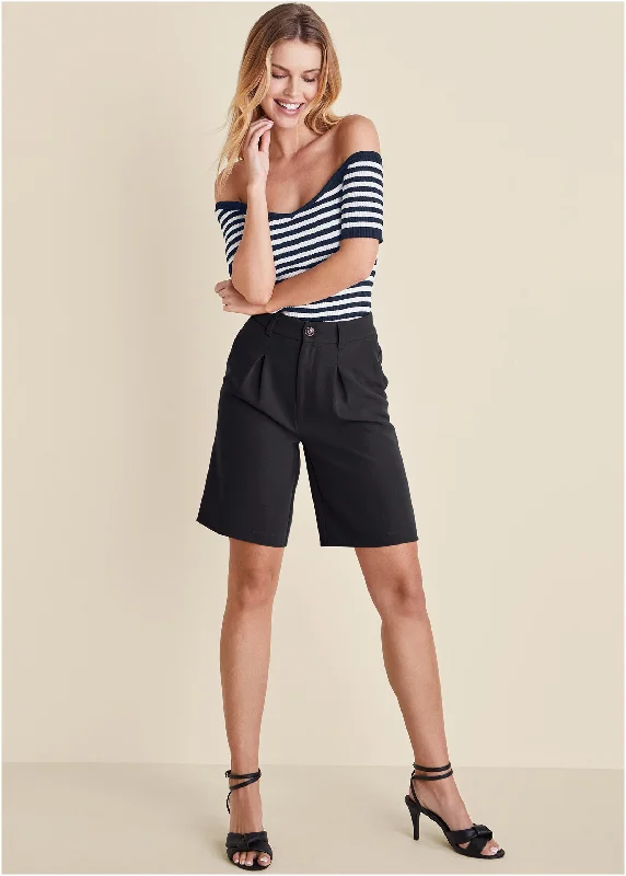 Women's Mesh ShortsBermuda Suit Shorts  - Black