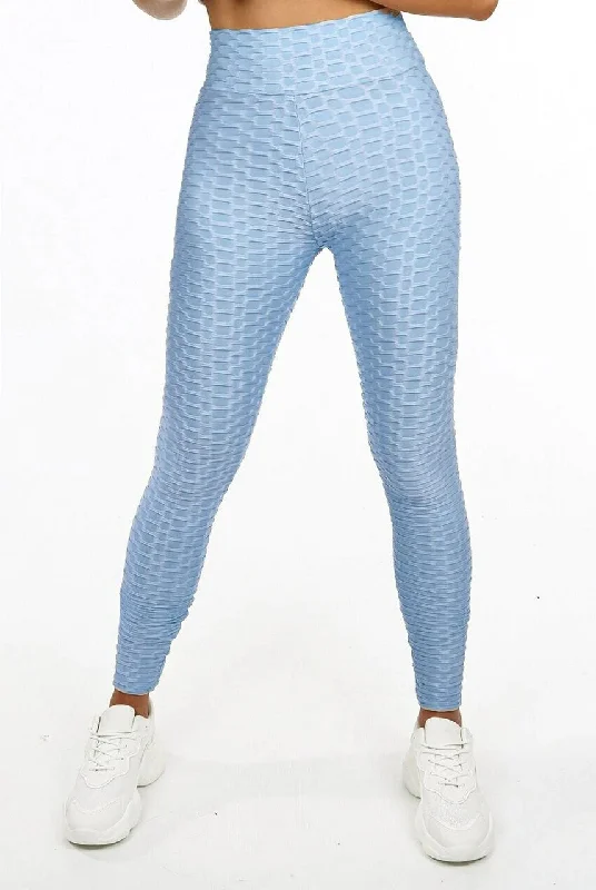 Lilianna Blue Waffle Sports Leggings