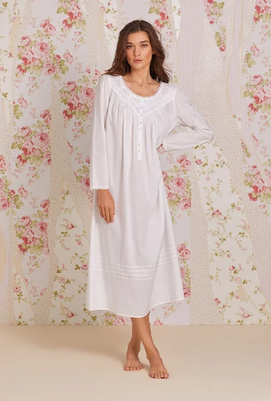 women's pajamas with an elasticized cuffsEileen West Lawn Cotton Long Sleeve Nightgown - Poetic Balance