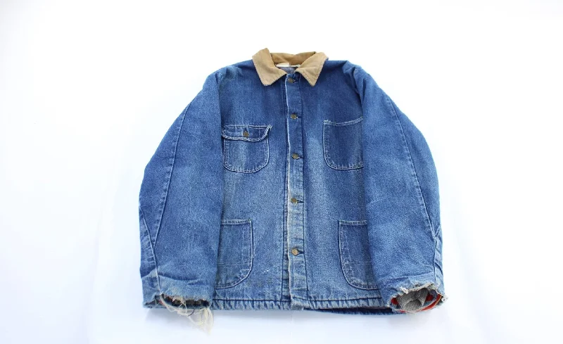 Women's Fur Coats80's Key Denim Blanket Lined Chore Jacket