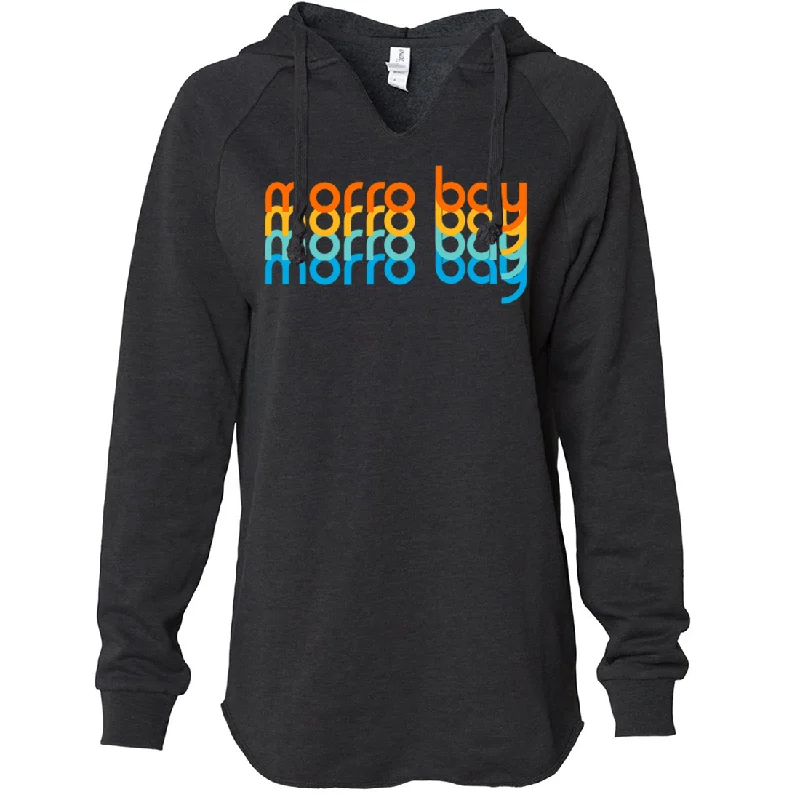 Women's Hooded Sweatshirts with Snap ButtonsMorro Bay Stacked Women's Soft Hooded Pullover