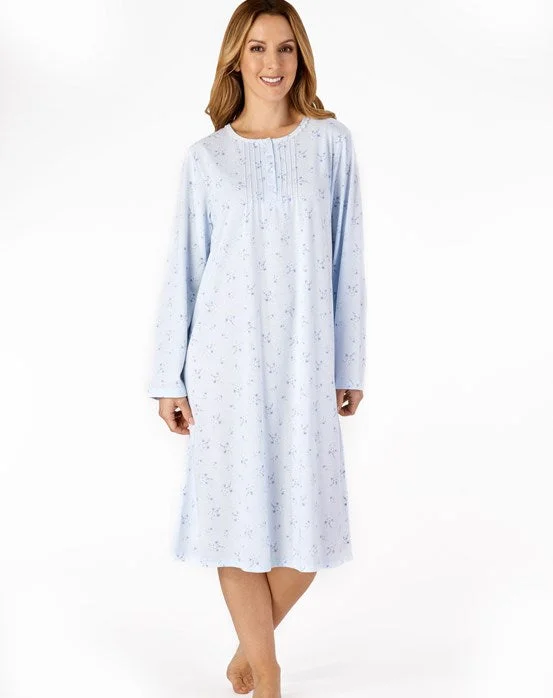 women's pajamas for cold weatherPrinted Jacquard Jersey Nightdress