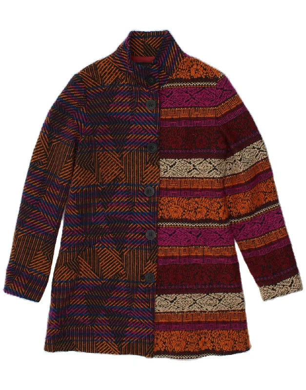 Women's Coats with HoodDESIGUAL Womens Overcoat IT 42 Medium Multicoloured Patchwork Acrylic