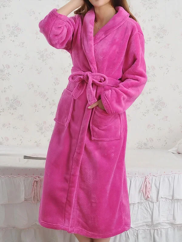 women's pajamas made in USARobe de Chambre Longue Polaire Femme "Rose Foncé"