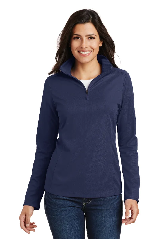 Women's Hooded Sweatshirts with Denim LiningPort Authority Womens Moisture Wicking 1/4 Zip Sweatshirt - True Navy Blue