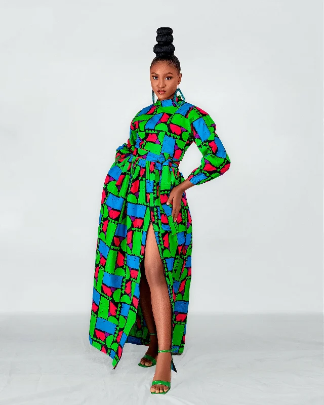 Women's Maxi DressesRukky Ankara Maxi Dress | Green Red Multicoloured African Print