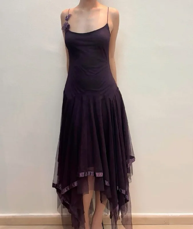 Women's Collarless DressesGrape Irregular Prom Dress New Party Dress       S6252