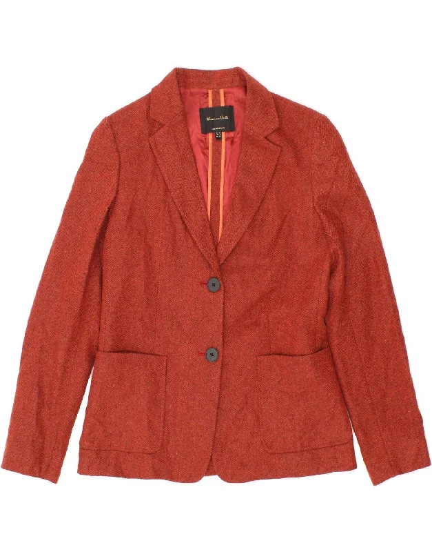 Women's Coats with Fur Trimmed ZipperMASSIMO DUTTI Womens 2 Button Blazer Jacket EU 36 XS Red Herringbone