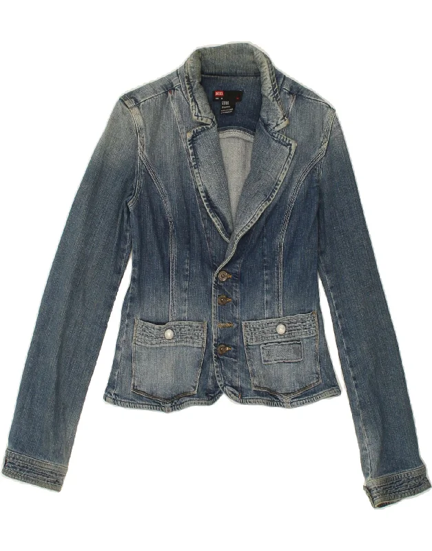 Women's Coats with Fur TrimDIESEL Womens Crop Denim Jacket UK 12 Medium Blue Cotton