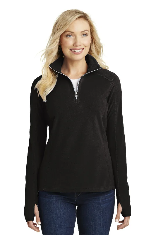 Women's Hooded Sweatshirts with Striped LiningPort Authority Womens Pill Resistant Microfleece 1/4 Zip Sweatshirt - Black