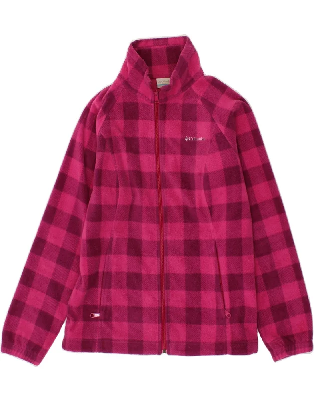 Women's Coats with Fur Trimmed SleevesCOLUMBIA Womens Fleece Jacket UK 14 Medium Pink Gingham Polyester