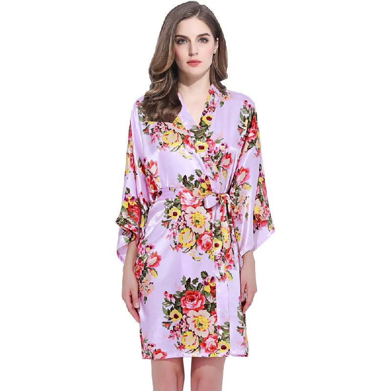 women's pajamas with a relaxed, casual vibeLavender Floral Bridesmaid Robes Kimono