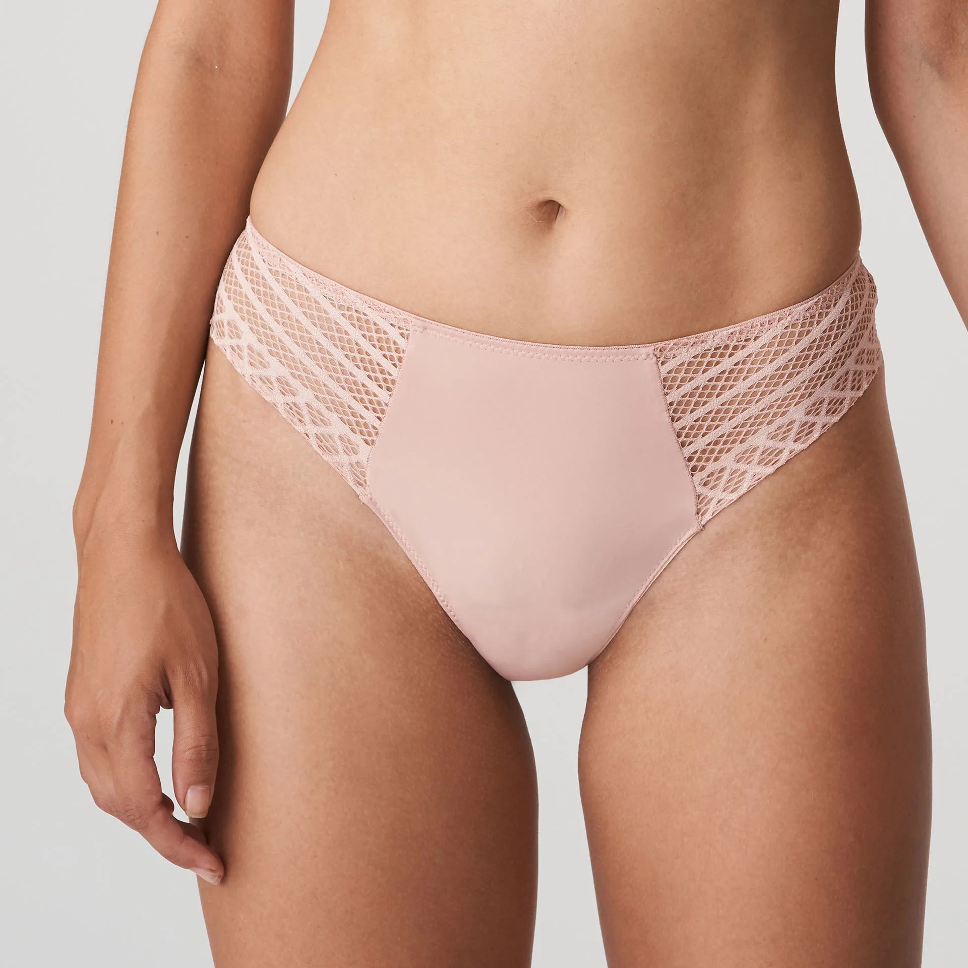 breathable mesh underwear for active womenPrima Donna Twist Thong -East End-Powder Rose , Black