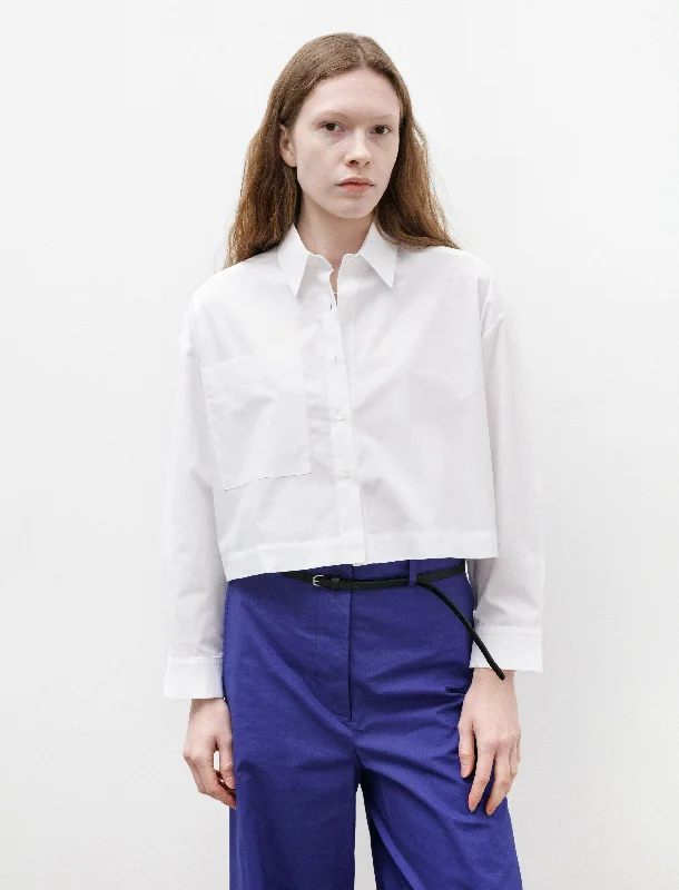 Women's Blouse with Shirt CollarBox Shirt White