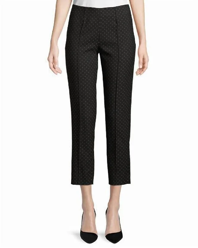 Women's Jodhpurs with V-Shaped HemHonia Dots Straight Leg Ankle Crop Pant In Black