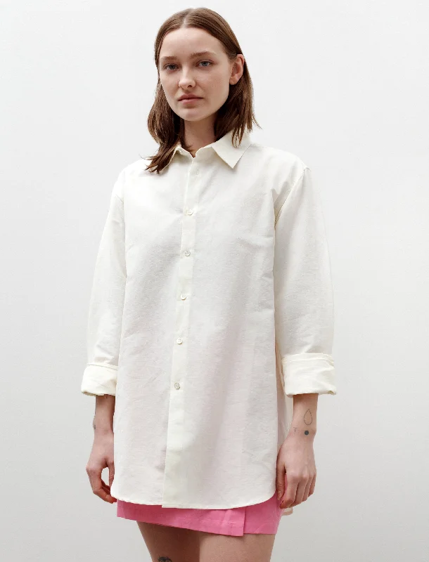 Women's Blouse with Asymmetrical HemLinen Shirt White