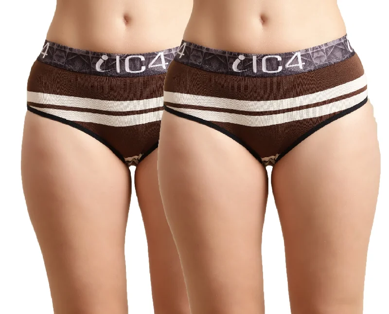 floral lace panties with a cheeky cutIC4 Women's Modal Elastane Stripe Hipster Combo Pack of 2