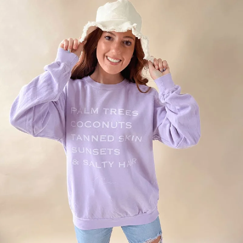 Women's Hooded Sweatshirts with ThumbholesSalty Hair Orchid Crewneck