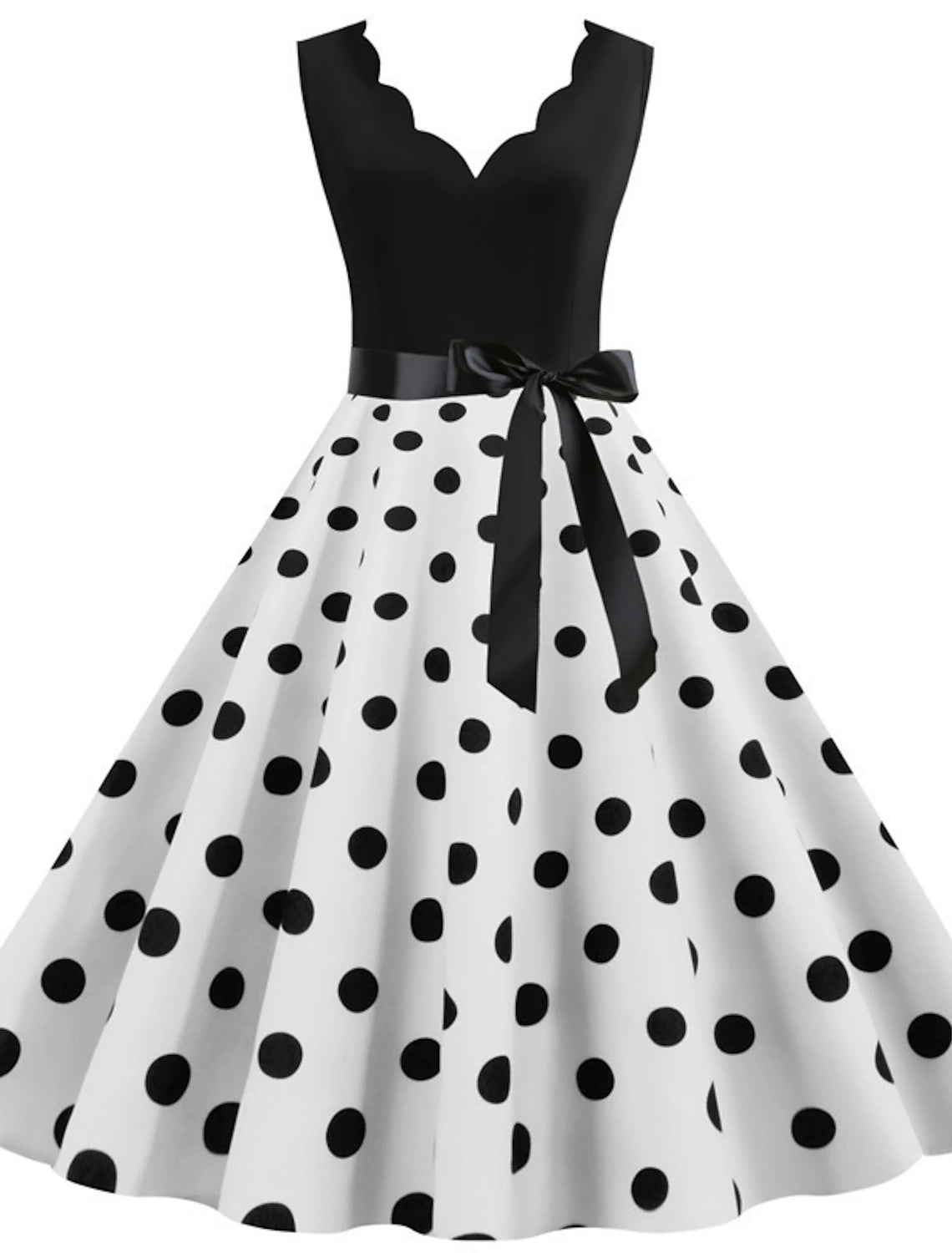 Women's Rounded Collar DressesPolka Dots 1950s Cocktail Dress Vintage Dress Dress Rockabilly Flare Dress Audrey Hepburn Women's Adults' Cosplay Costume Christmas Evening Party Engagement Party Homecoming Dress Spring & Summer