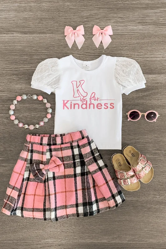 Women's Mesh Skirts"K Is For Kindness" Pink Flannel Skirt Set