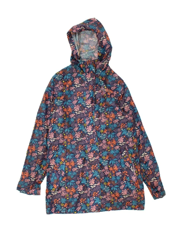 Women's Coats with PocketsMOUNTAIN WAREHOUSE Womens Hooded Raincoat UK 12 Medium Blue Floral