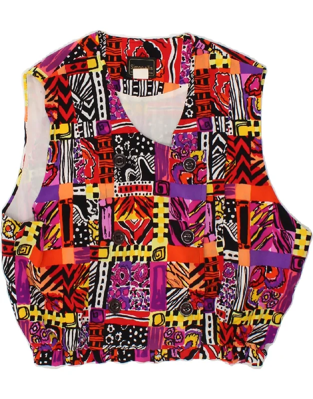 Women's Coats with Fur Trimmed BeltVINTAGE Womens Gilet UK 16 Large  Multicoloured Patchwork Polyester