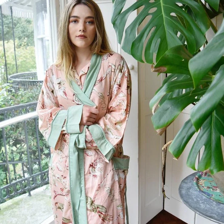 affordable women's pajama setsDilly Peach Blossom Dressing Gown