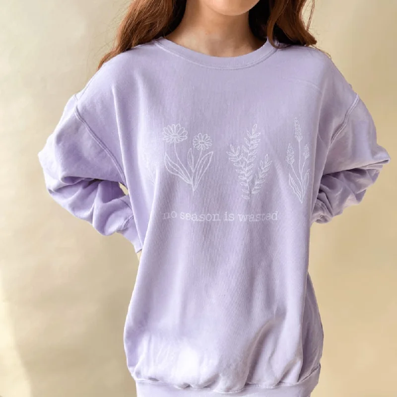 Women's Hooded Sweatshirts with PocketsNo Season Wasted Orchid Crewneck