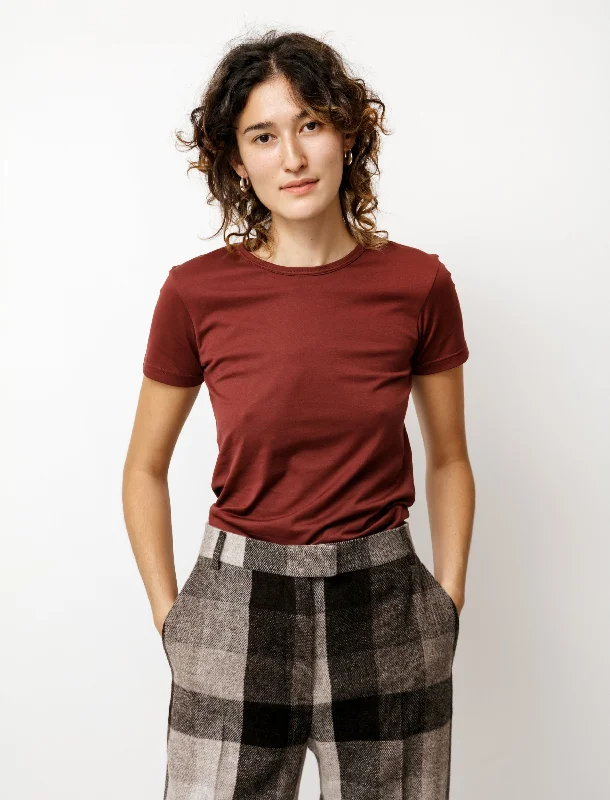 Women's Blouse with Shawl CollarCrew Neck T-Shirt Oxblood