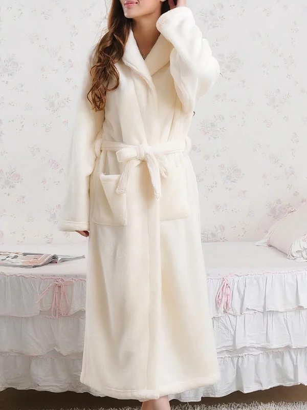 ladies' silk pajama topsRobe de Chambre Longue Polaire Femme "Beige"