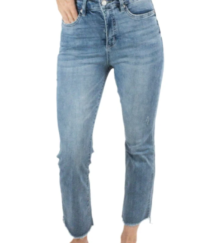 Women's Jodhpurs with High CollarHigh Rise Bootcut Crop Jeans In Blue