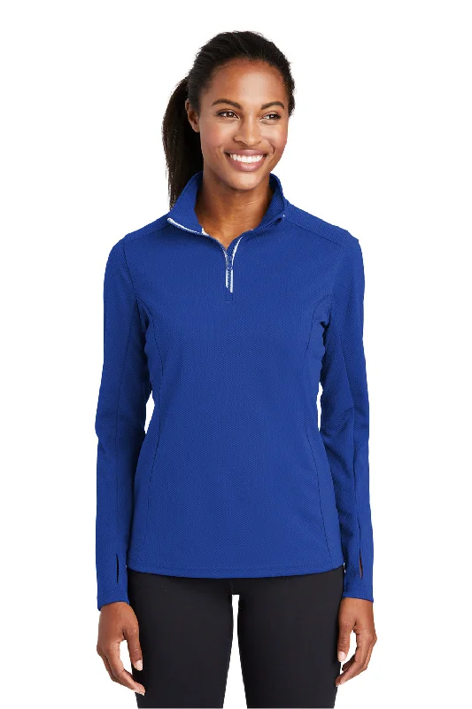 Women's Hooded Sweatshirts with Side PocketsSport-Tek Womens Sport-Wick Moisture Wicking 1/4 Zip Sweatshirt - True Royal Blue