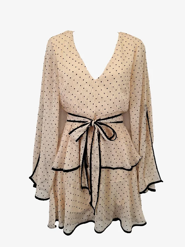 Women's High Collar DressesTussah Latte Soft Layered Spotted Mini Dress Size 8