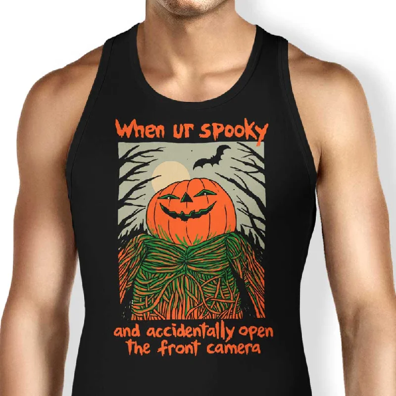 Women's Blouse with V-Shaped HemSpooky Selfie - Tank Top