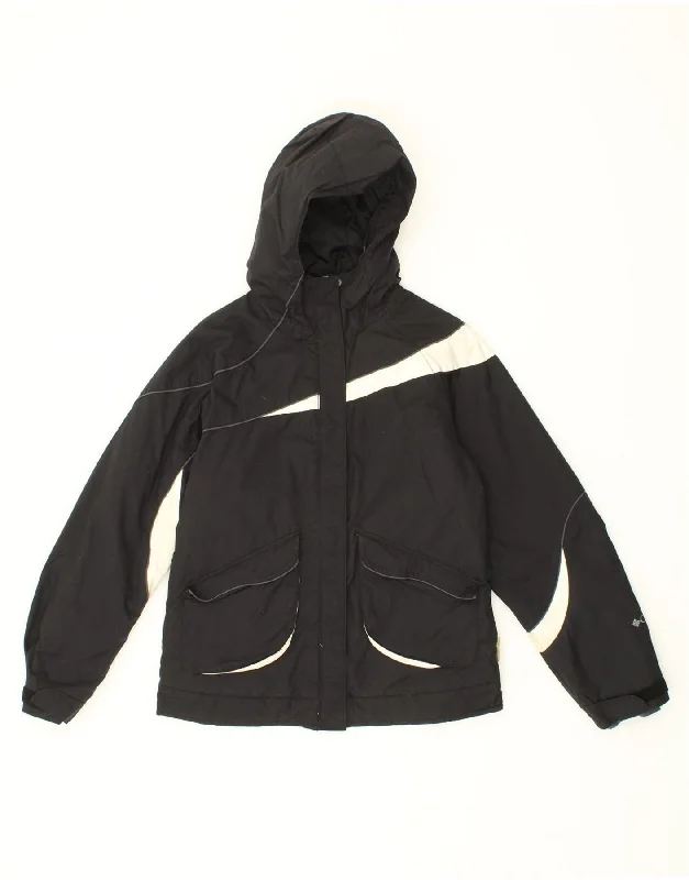 Women's Zip-Up CoatsCOLUMBIA Womens Hooded Rain Jacket UK 10 Small Black Colourblock Nylon