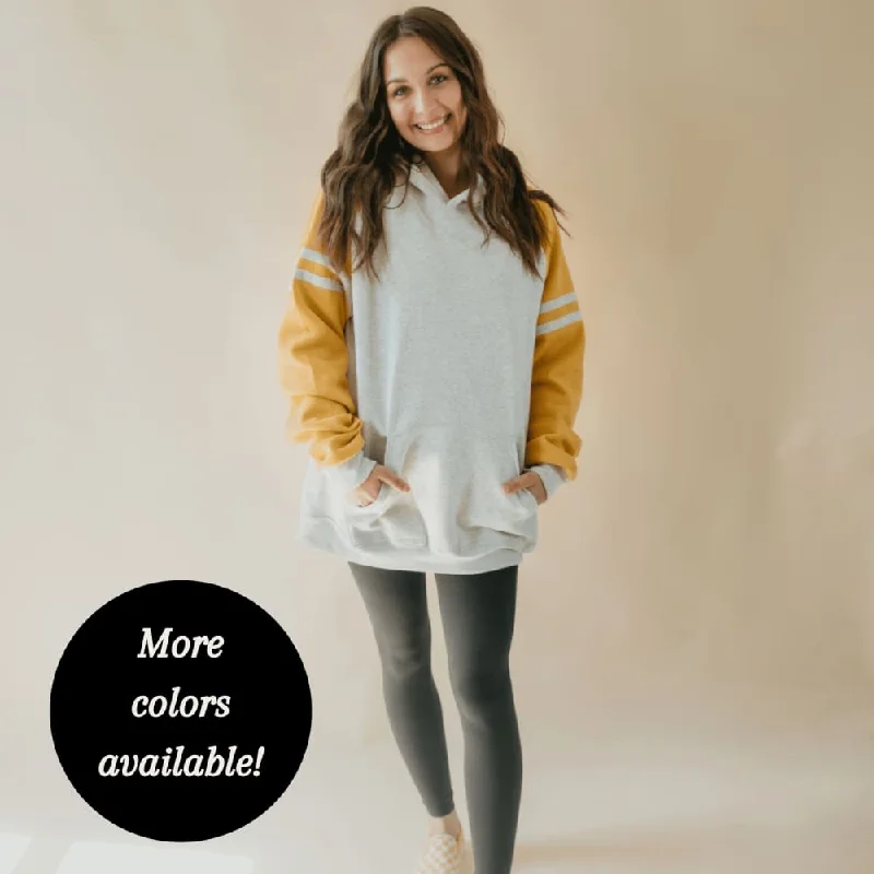 Women's Hooded Sweatshirts with Denim LiningVarsity Colorblock Pullover