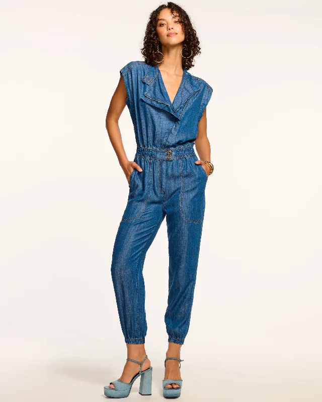 Women's Jumpsuits with Narrow CollarHoss Relaxed Chambray Jumpsuit