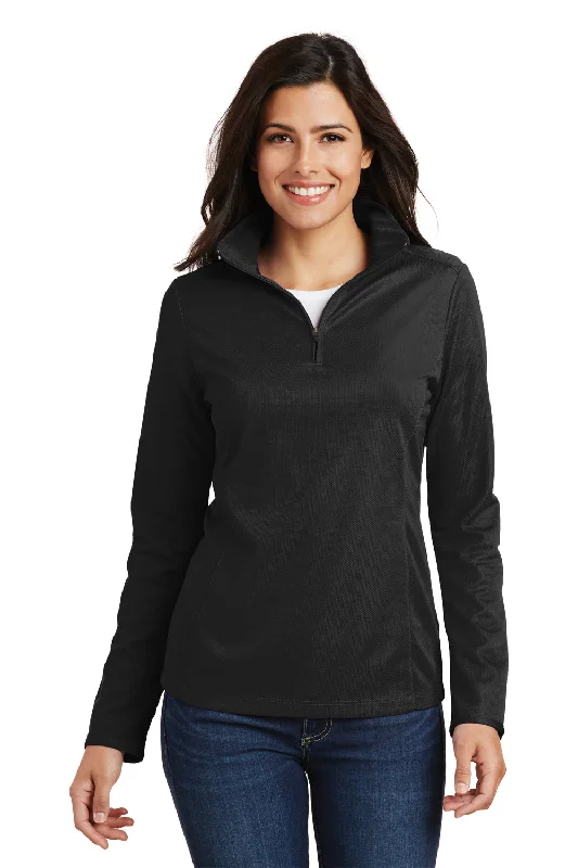 Women's Hooded Sweatshirts with ZipperPort Authority Womens Moisture Wicking 1/4 Zip Sweatshirt - Black