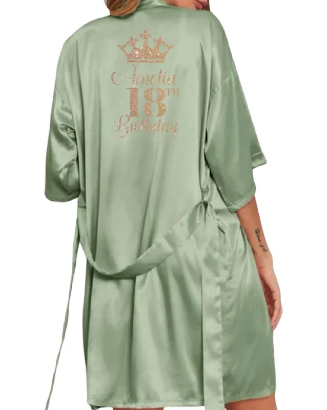 women's pajamas for cold weatherPersonalized Satin Robe | Green