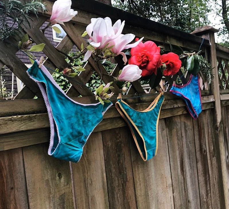 stretchable satin hipster panties with a lace trim and sheer overlay for a luxurious and seductive appealBird of paradise Bamboo French Cut Underwear