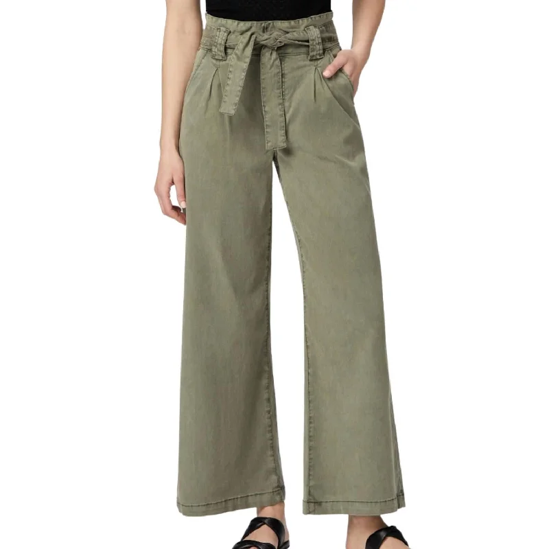 Women's Jodhpurs with High CollarHarper Wide Leg Pants In Vintage Ivy Green