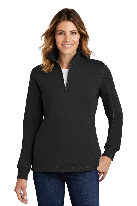 Women's Hooded Sweatshirts with Hidden PocketsSport-Tek Womens Shrink Resistant Fleece 1/4 Zip Sweatshirt - Black