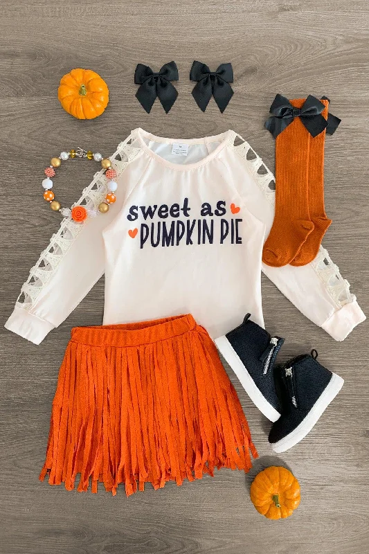 Women's Wool Skirts"Sweet As Pumpkin Pie" Suede Fringe Skirt Set